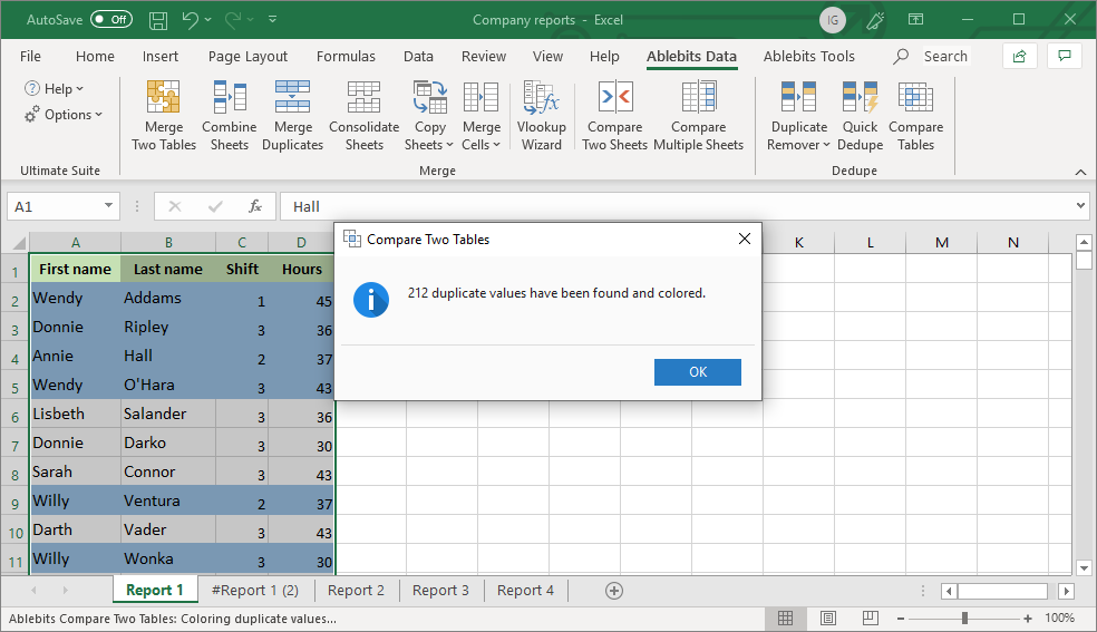 Find duplicate values in excel